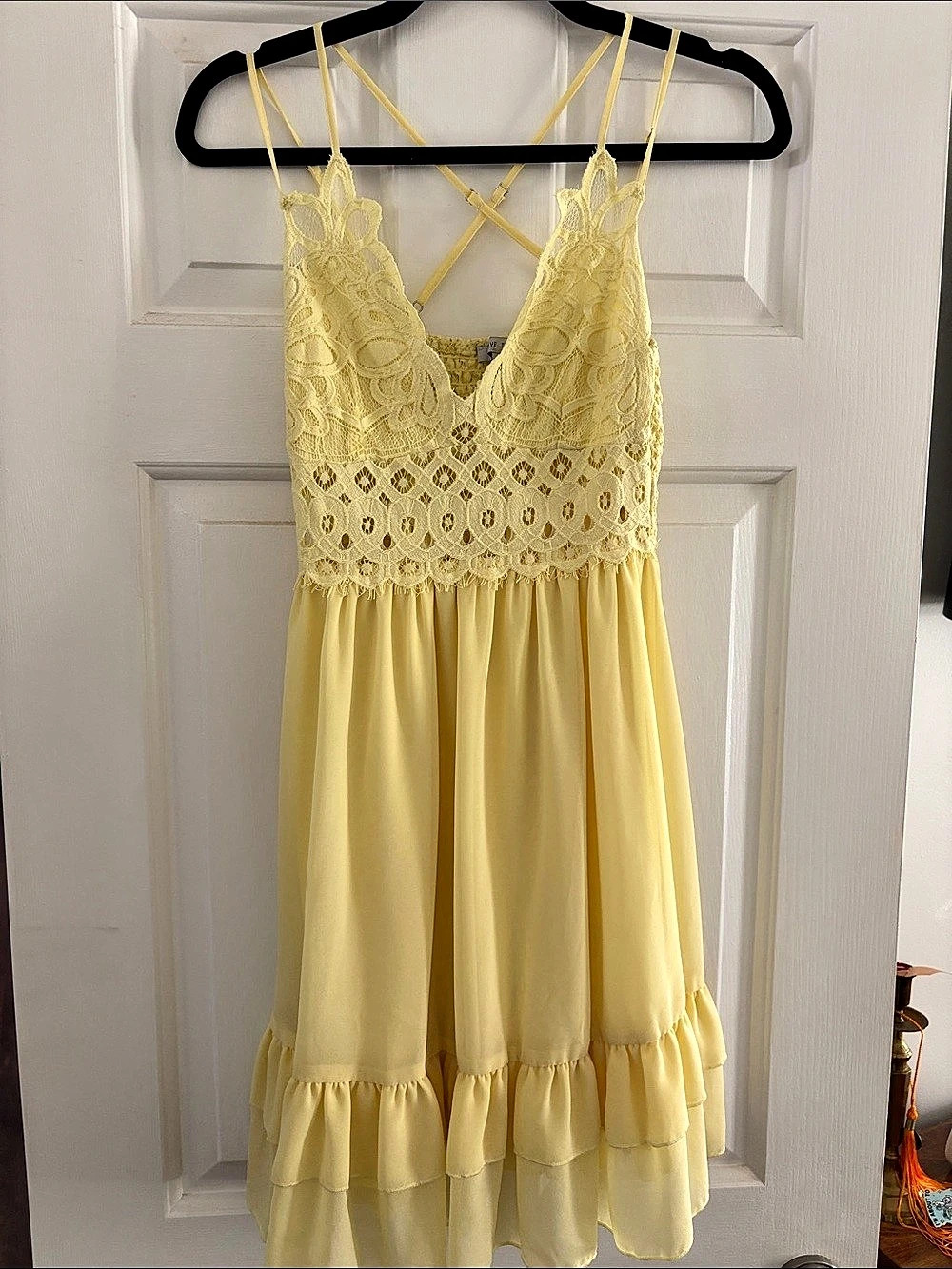 Love Tree Lace Mini Dress in Yellow